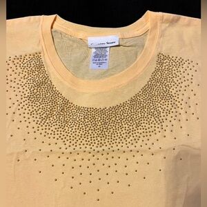 🆕 Country Store Golden Yellow Sparkling Studded Women's T-shirt 2XL NWOT